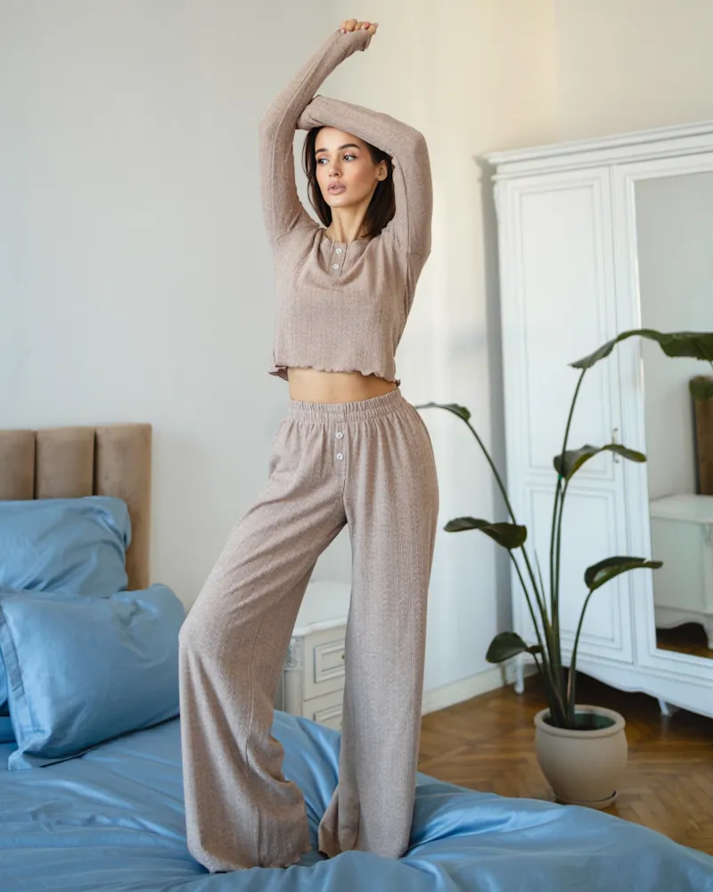 Жіноча піжама "Mariel" тканина трикотаж Бежевий