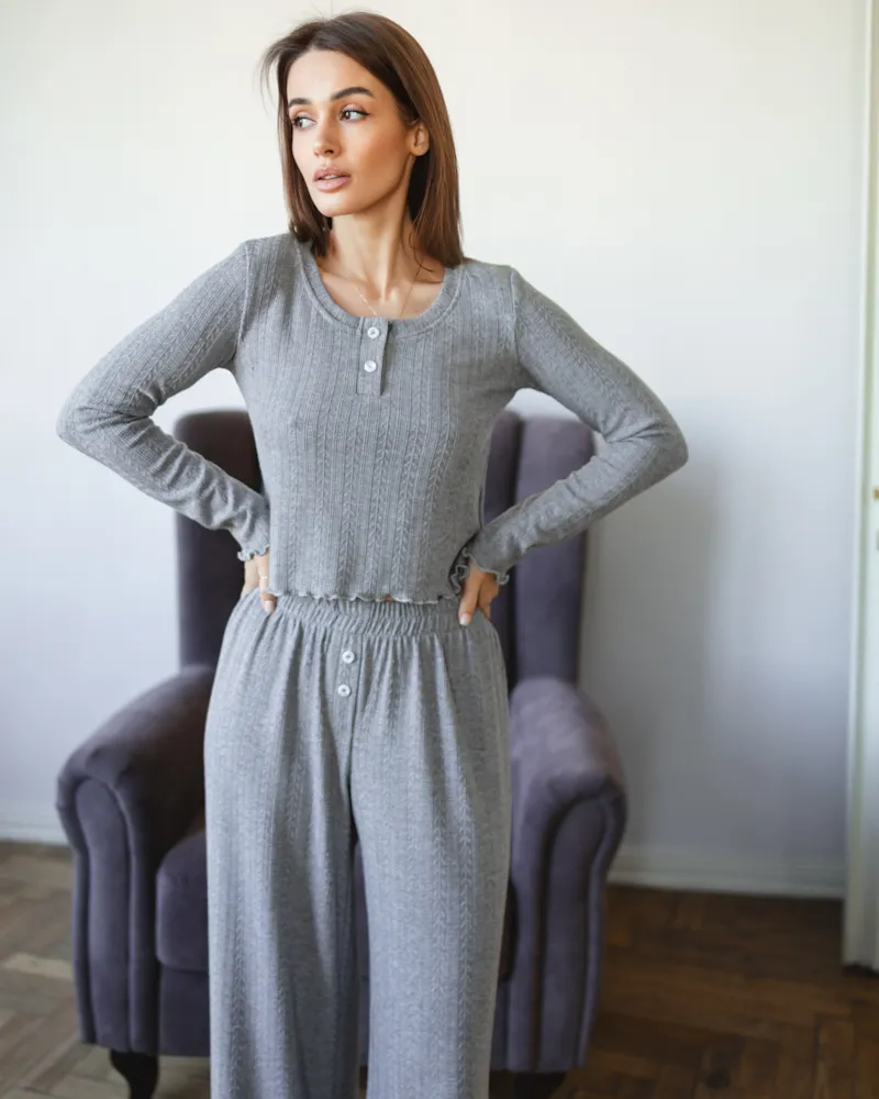 Жіноча піжама "Mariel" тканина трикотаж Сірий