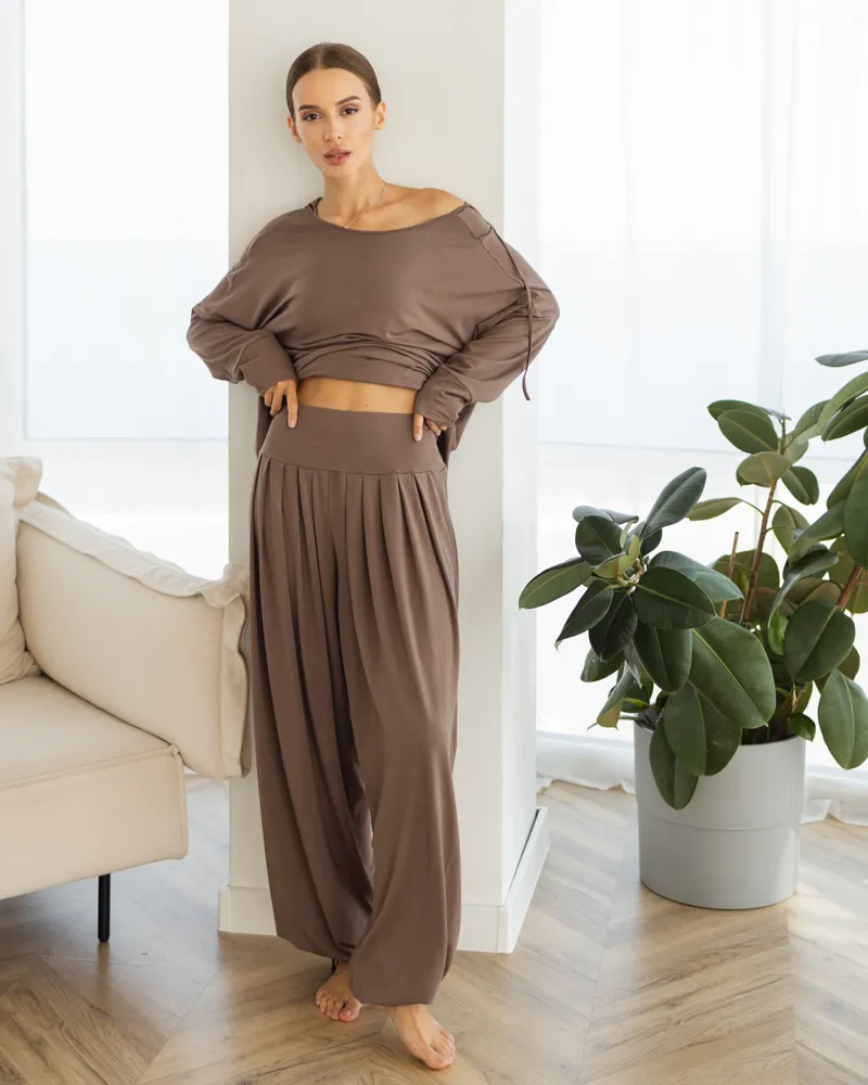 Home suit "Kira" knitted fabric Brown