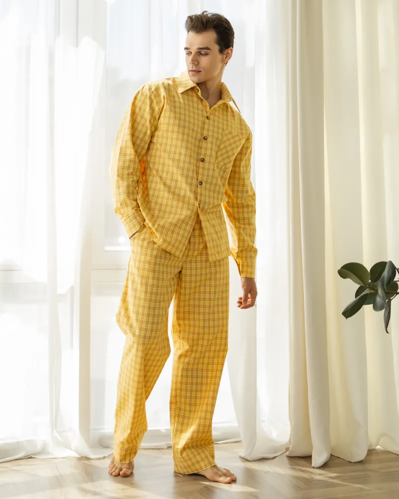 Чоловіча піжама "Oliver" тканина байка Жовтий