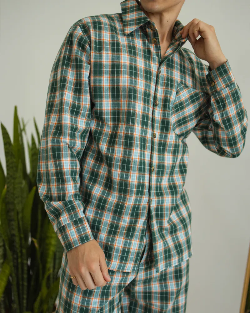 Чоловіча піжама "Oliver" тканина байка Зелений