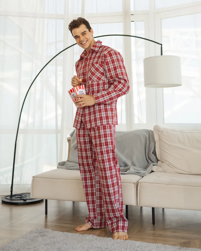 Чоловіча піжама "Oliver" тканина байка Червоний