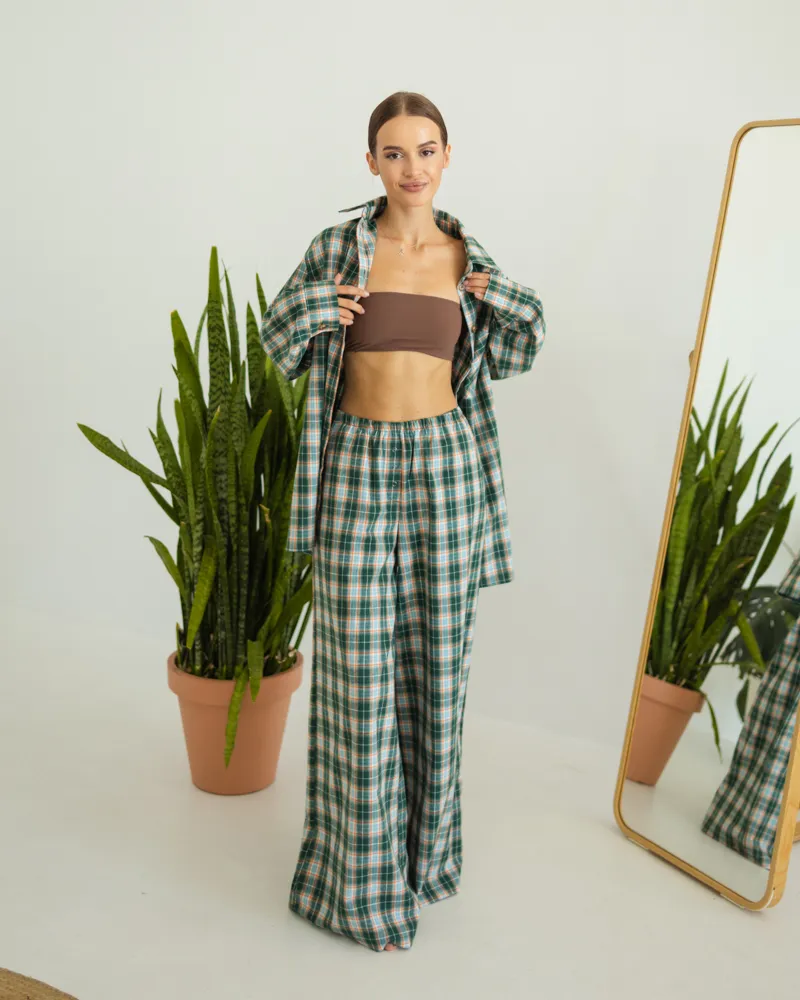 Жіноча піжама "Fiona" тканина байка Зелений