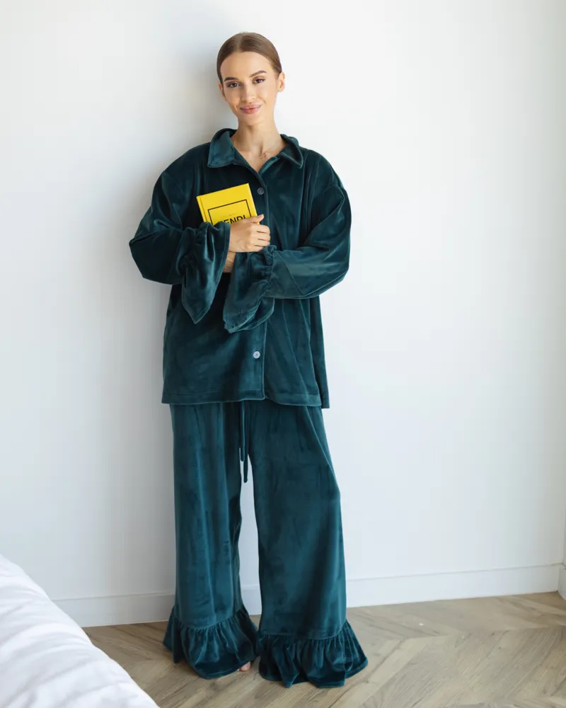 Домашній костюм "Capri" тканина велюр Смарагдовий