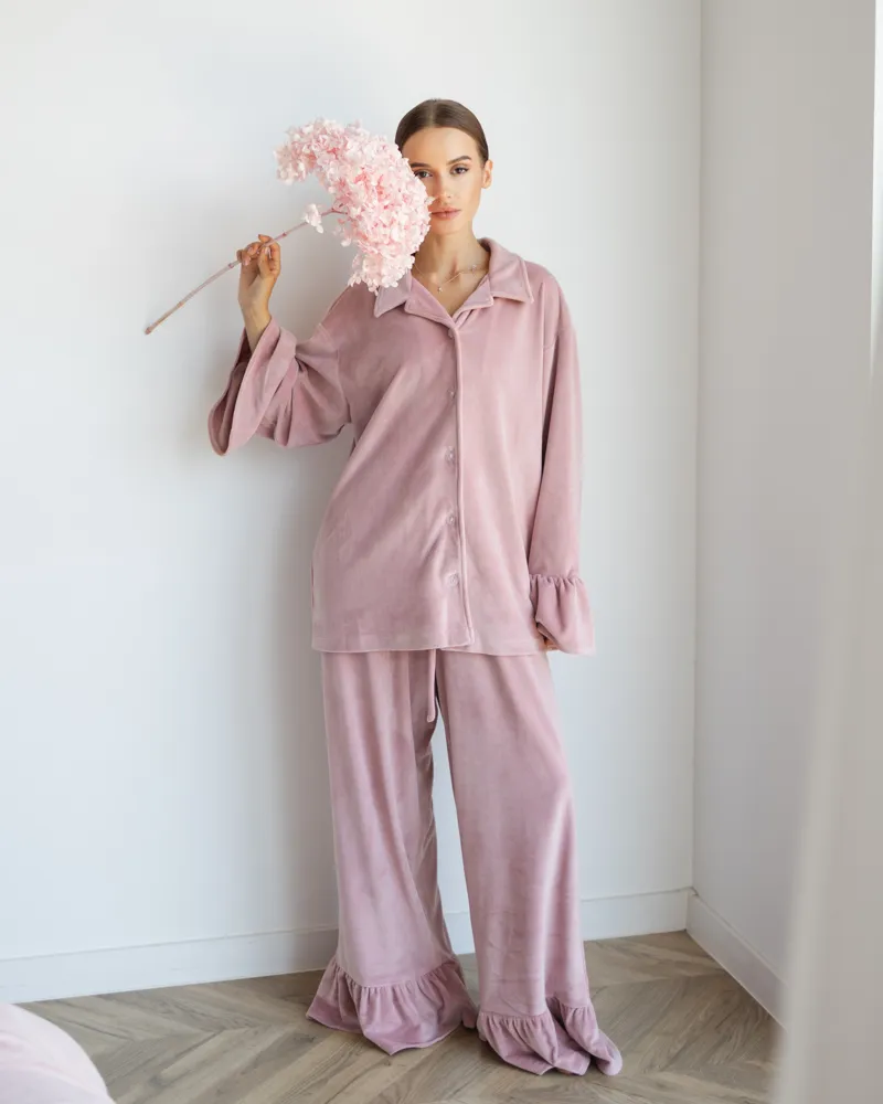 Домашній костюм "Capri" тканина велюр Пудра