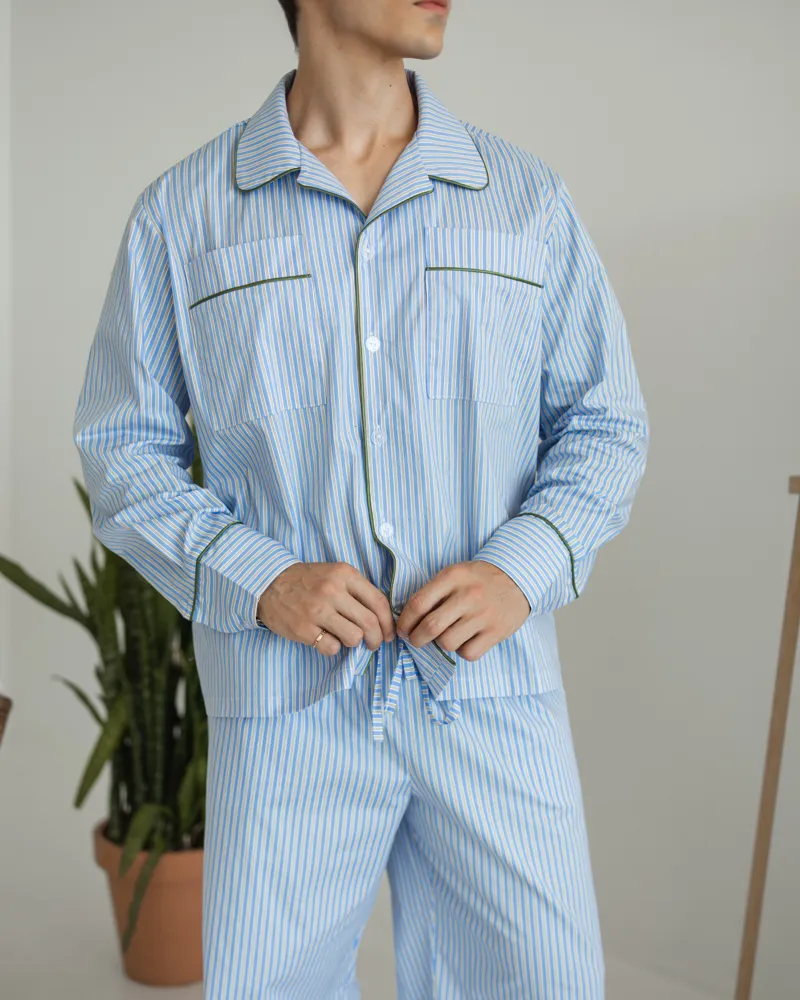 Чоловіча піжама "William" тканина бавовна люкс сегмента Зелений кант