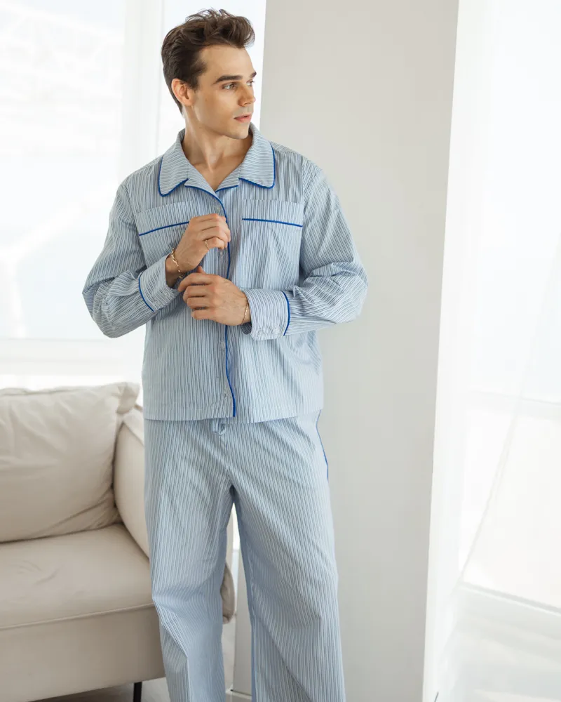 Чоловіча піжама "William" тканина бавовна люкс сегмента Синій кант