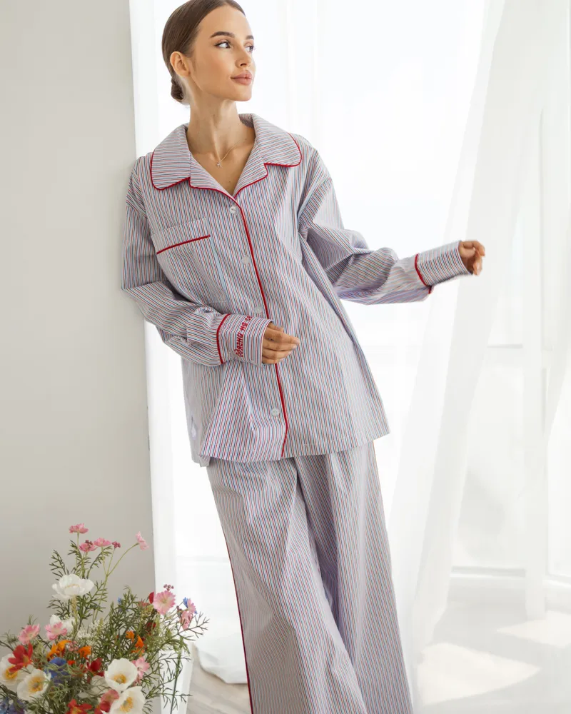 Жіноча піжама "Amber" тканина бавовна люкс сегмента Червоний кант