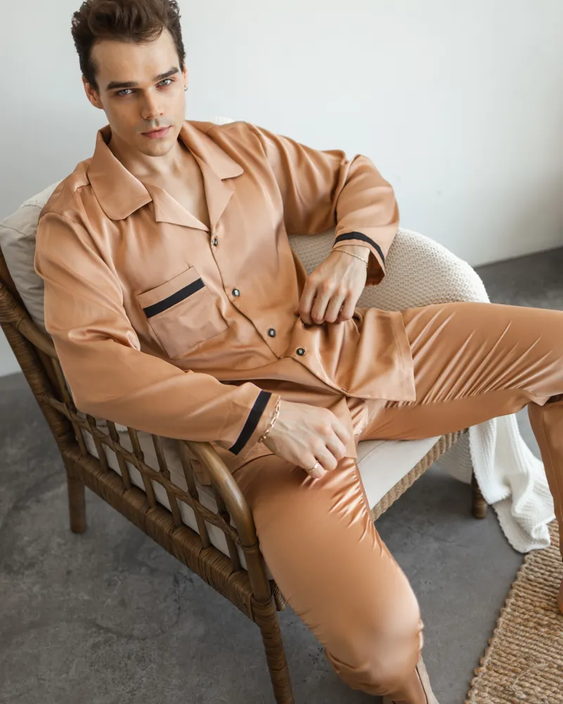 Чоловіча піжама "Victor" тканина шовк Армані Бежевий