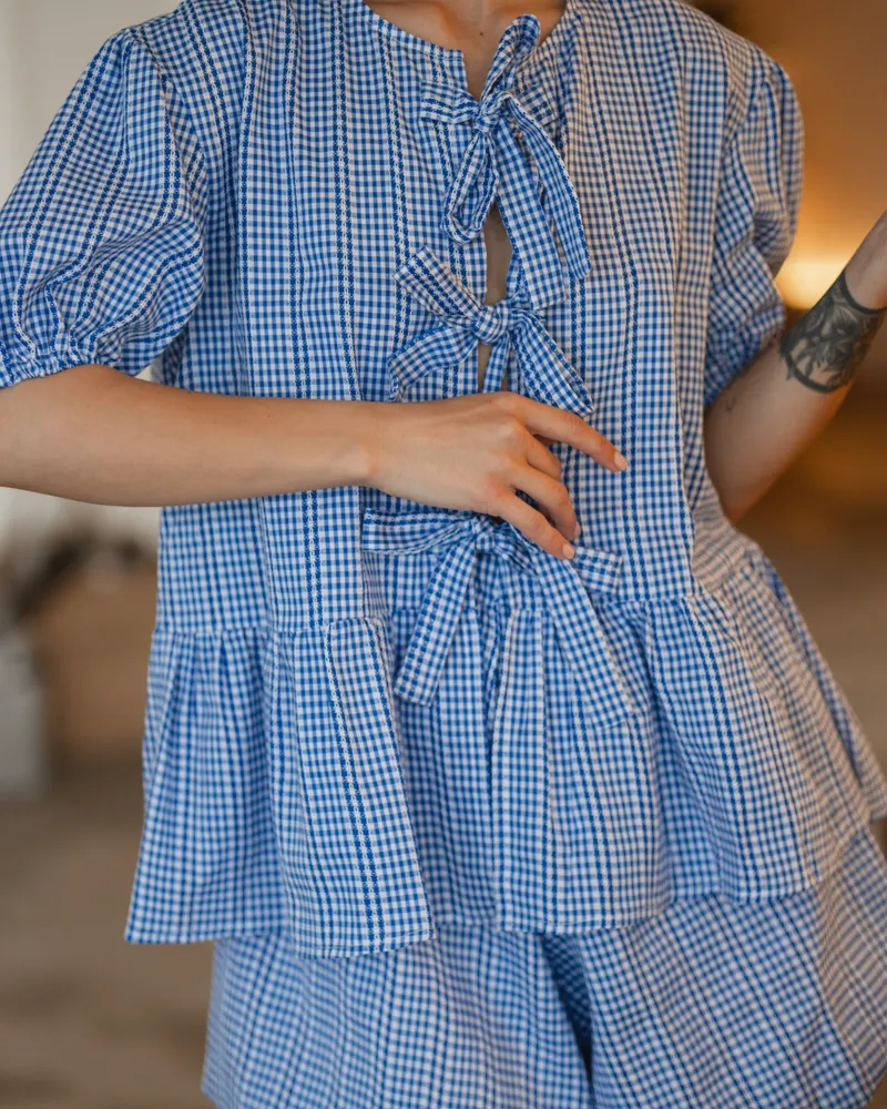 Домашній костюм "Montana" тканина бавовна + мереживо Синій