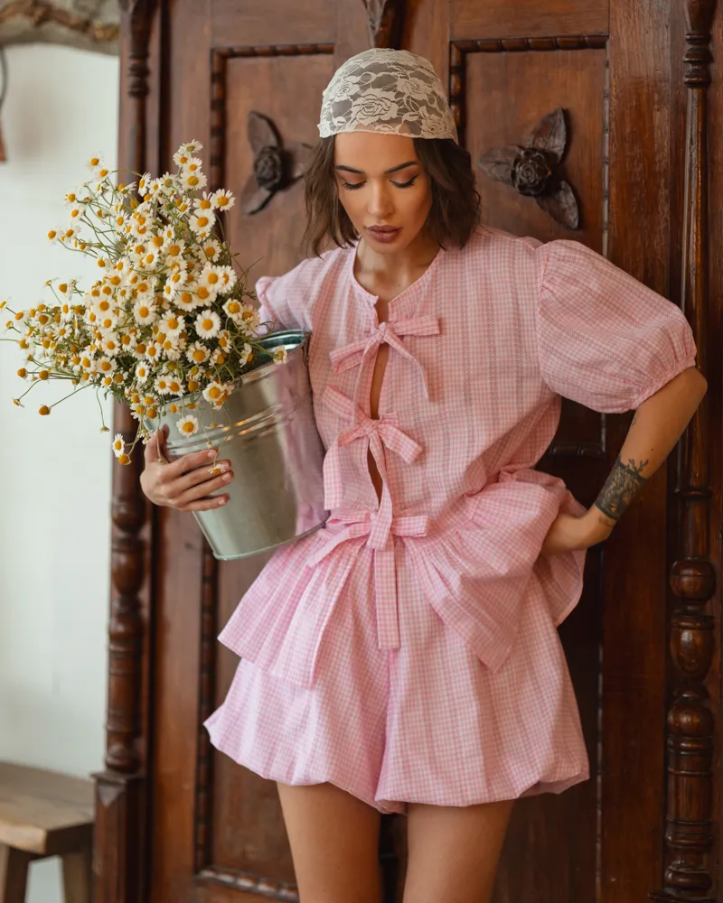 Домашній костюм "Montana" тканина бавовна + мереживо Рожевий