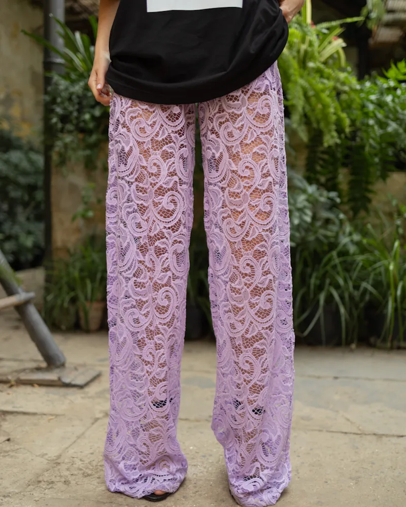 Штани з тканини мереживо Фіолетовий