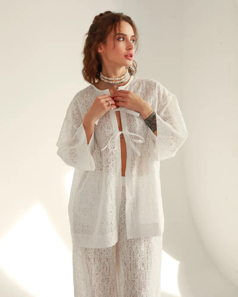 Домашній костюм "Elvina" тканина гіпюр Білий