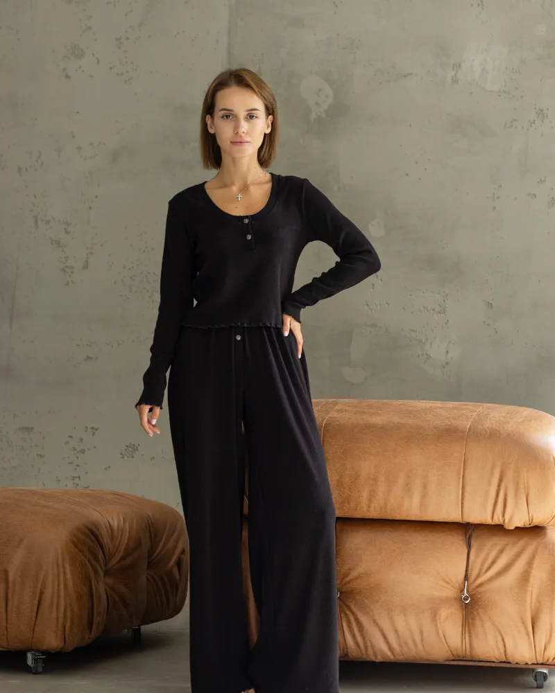 Жіноча піжама "Lana" трикотаж ангора Чорний