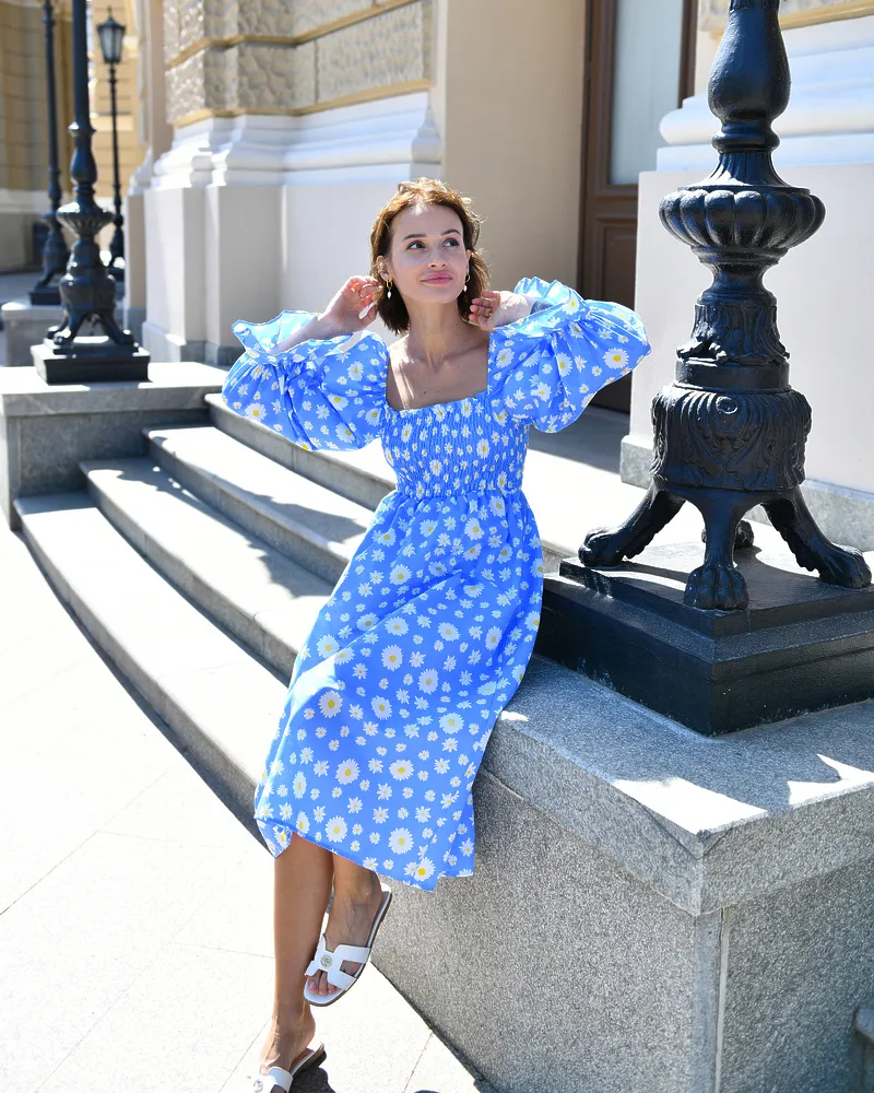 Сукня "June" (Тканина: бавовна) Блакитний