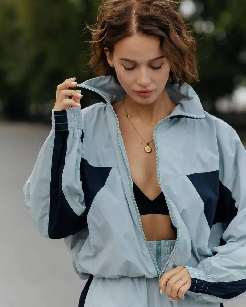 Спортивний костюм-двійка "Балі" жіночий (кофта+штани) плащівка жатка Блакитний