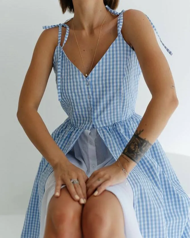 Сукня "Katrina" (Тканина: бавовна+батист) Блакитний