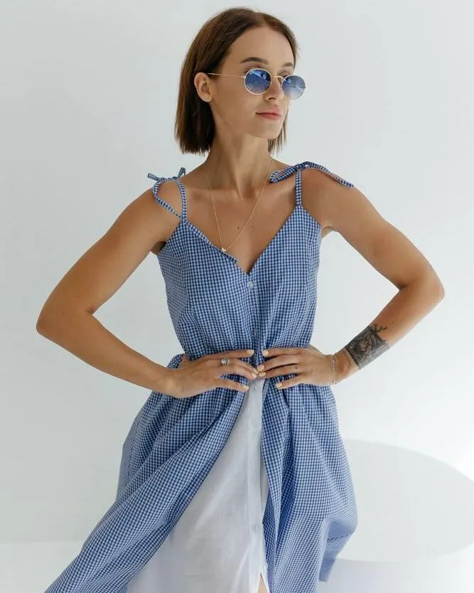 Сукня "Katrina" (Тканина: бавовна+батист) Синій