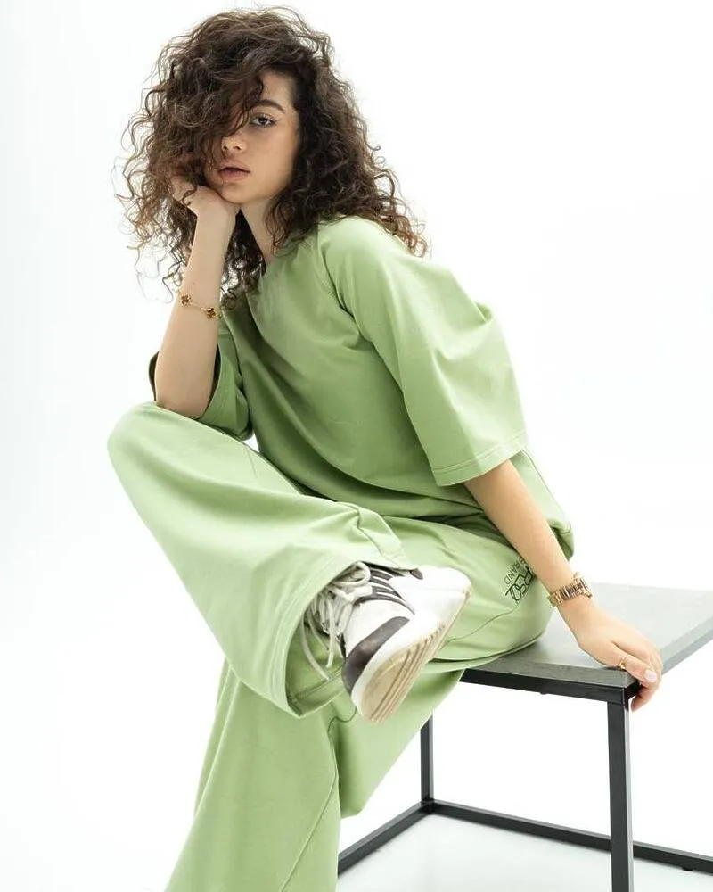Two-piece sports suit "Cook" (T-shirt + pants) two-thread loop Olive