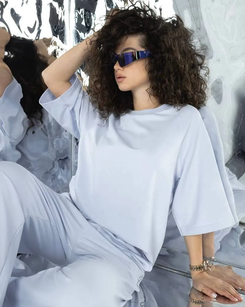 Спортивний костюм-двійка "Кука" (футболка+штани) двонитка петля Блакитний