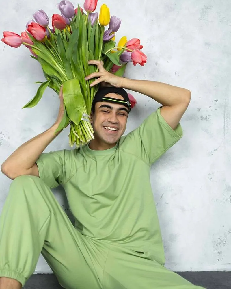 Чоловічий спортивний костюм-двійка "Кука" (футболка+штани) двонитка петля Оливка