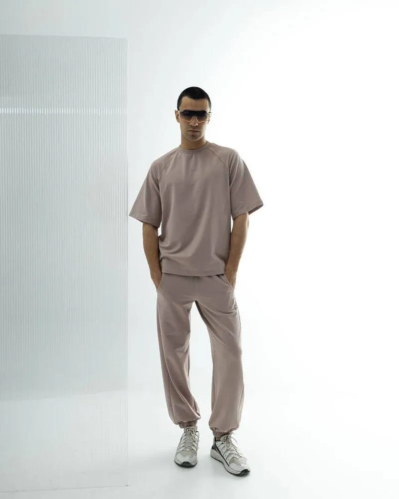 Чоловічий спортивний костюм-двійка "Кука" (футболка+штани) двонитка петля Мокко