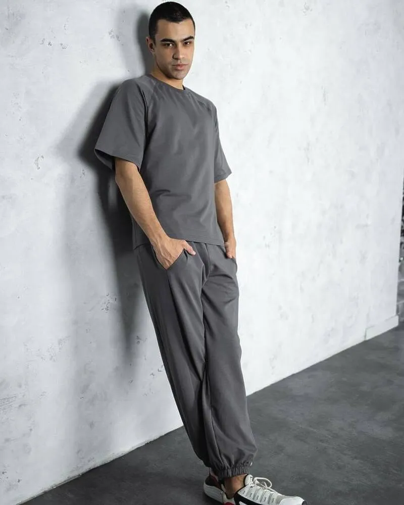 Чоловічий спортивний костюм-двійка "Кука" (футболка+штани) двонитка петля Сірий