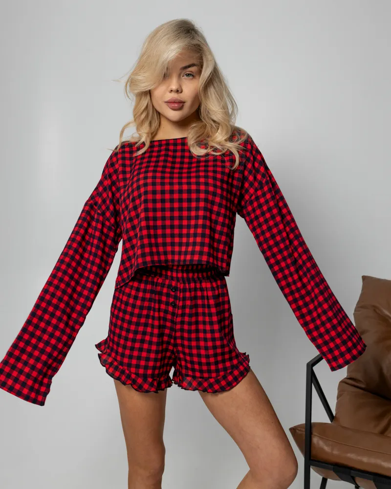 Піжамний костюм-трійка "Regina" (кофта+майка+шорти) тканина штапель