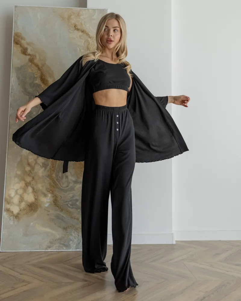 Штани в рубчик Чорний