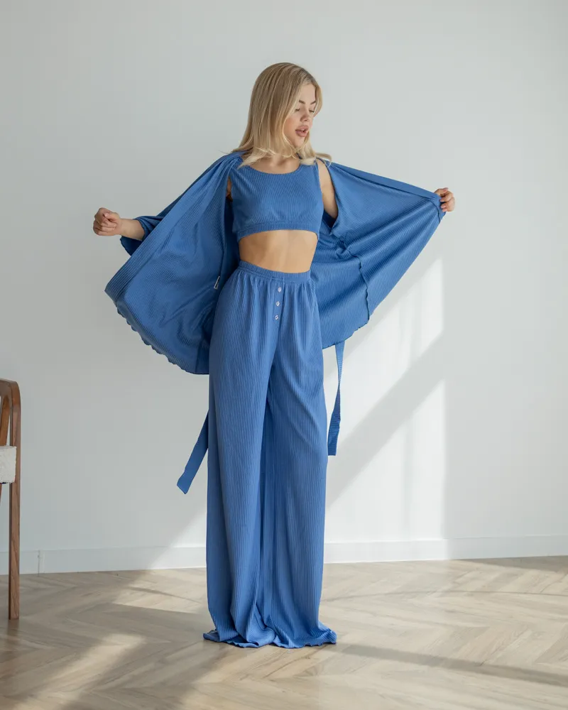 Штани в рубчик Джинсовий