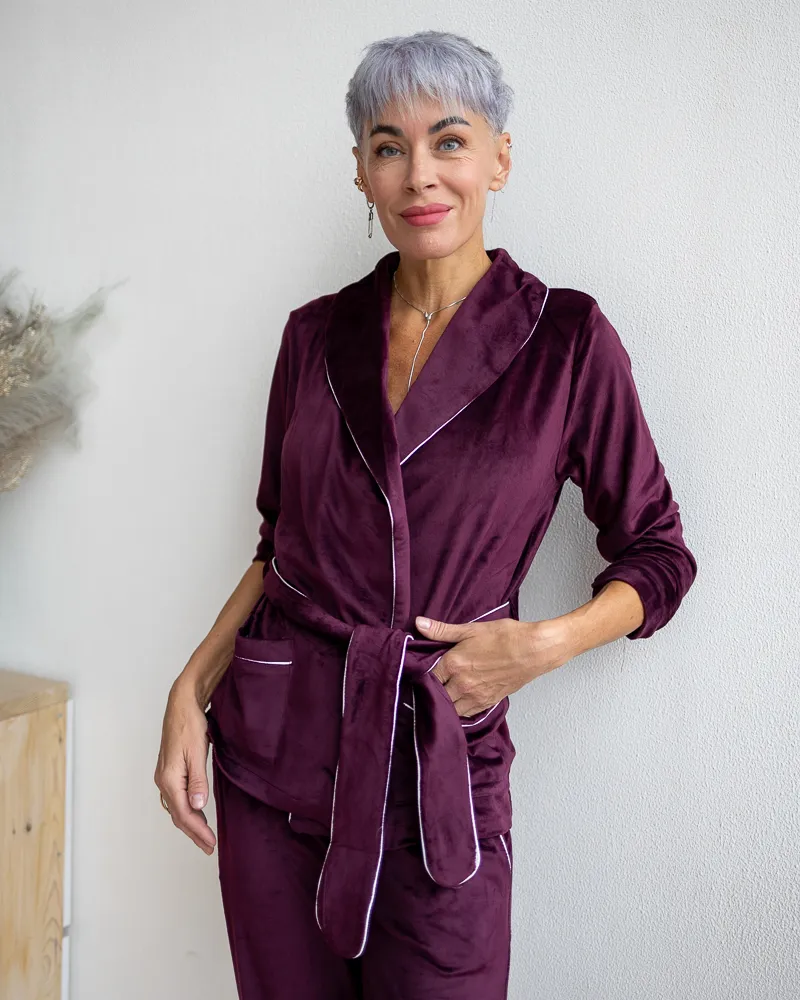 Піжама велюр Eva на запах Марсала