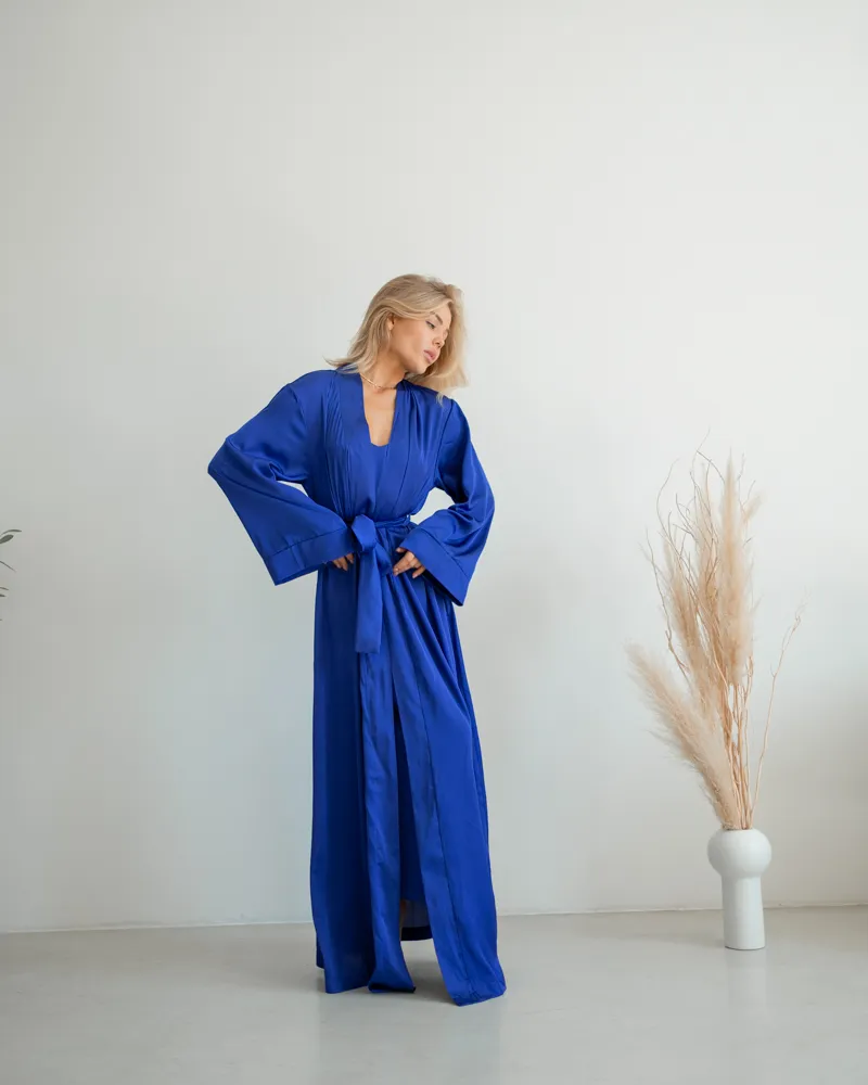 Халат шовк Армані "Anetta" Електрик