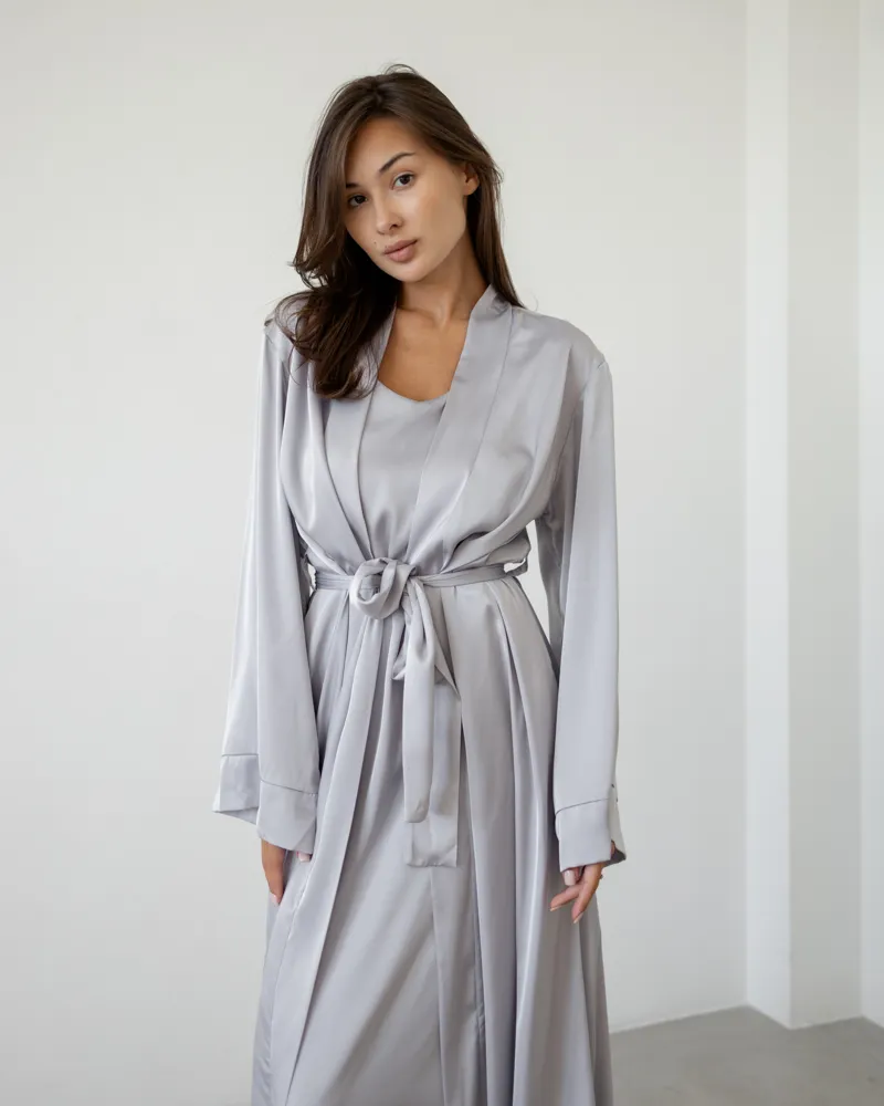 Халат шовк Армані "Anetta" Сірий