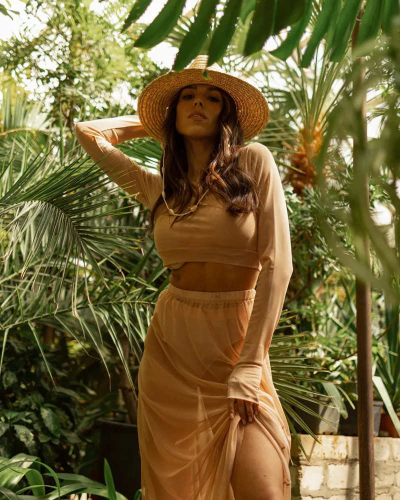 Костюм-сетка (юбка+ топ) "Debora" Бежевый