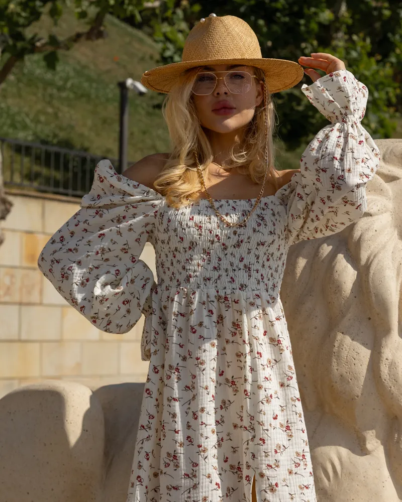 Сукня "June" Червоні квіти на білому