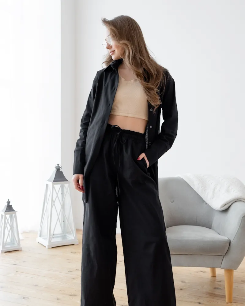 Домашній костюм із льону Gabriel Чорний