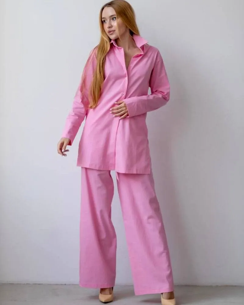 Домашній костюм із льону Gabriel Рожевий