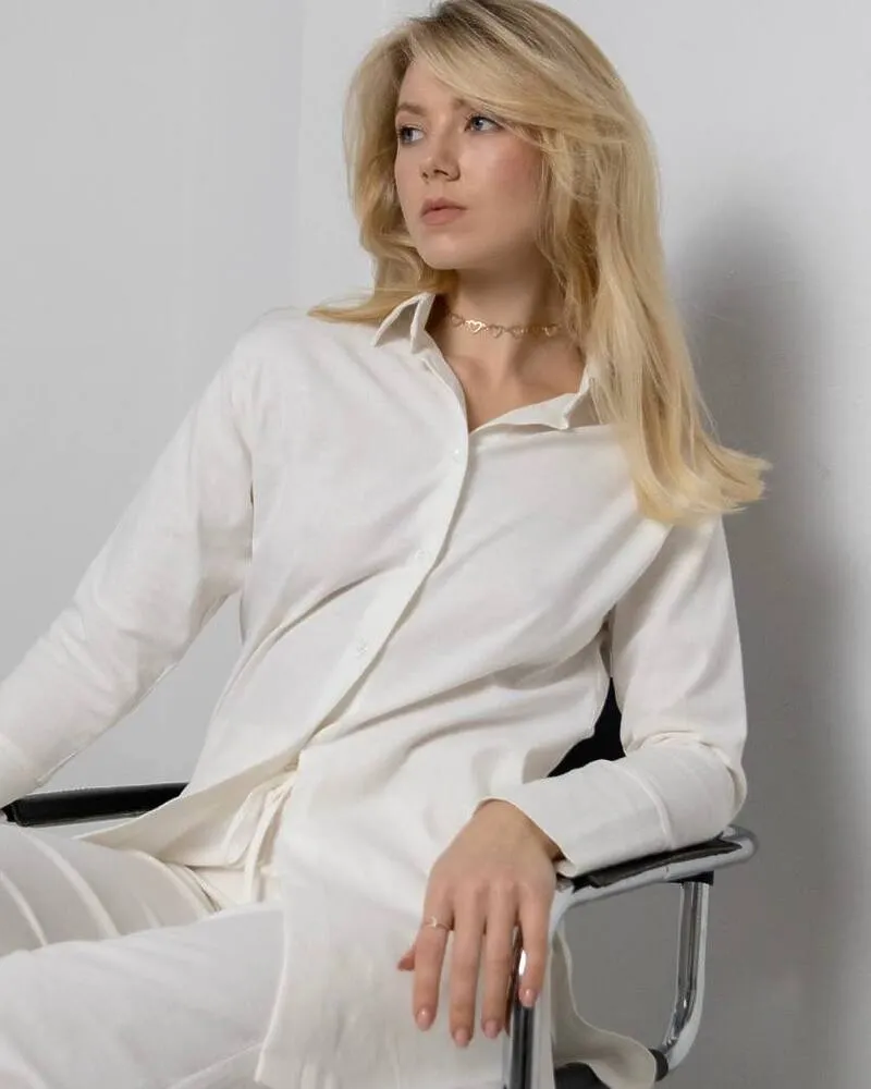 Домашній костюм із льону Gabriel Білий