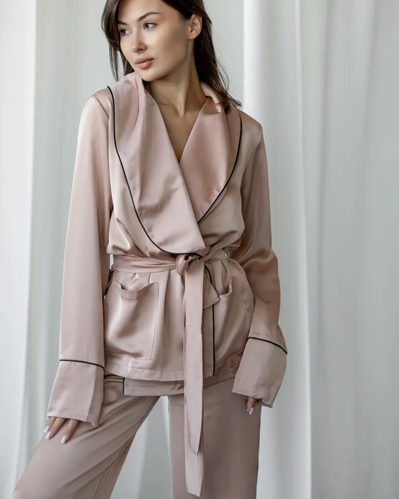 Костюм в піжамному стилі "Estelle" Пудровий