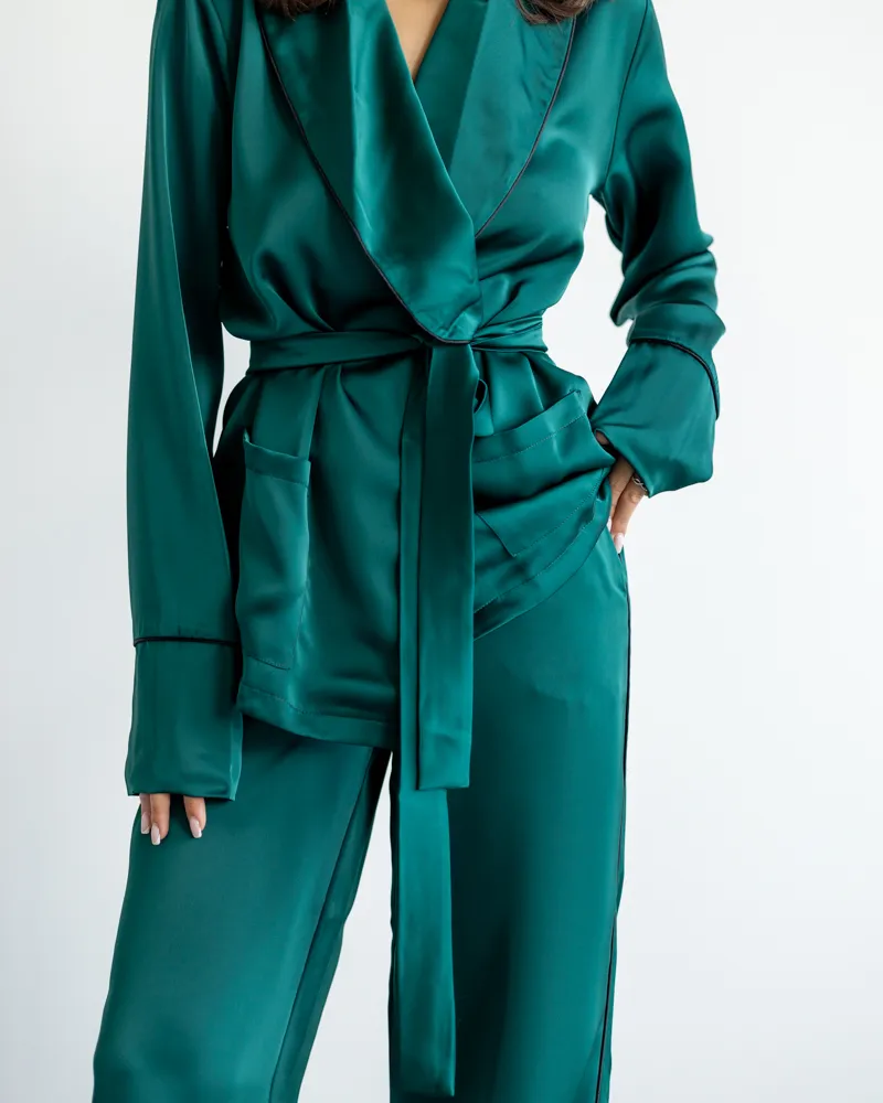 Костюм в піжамному стилі "Estelle" Смарагдовий