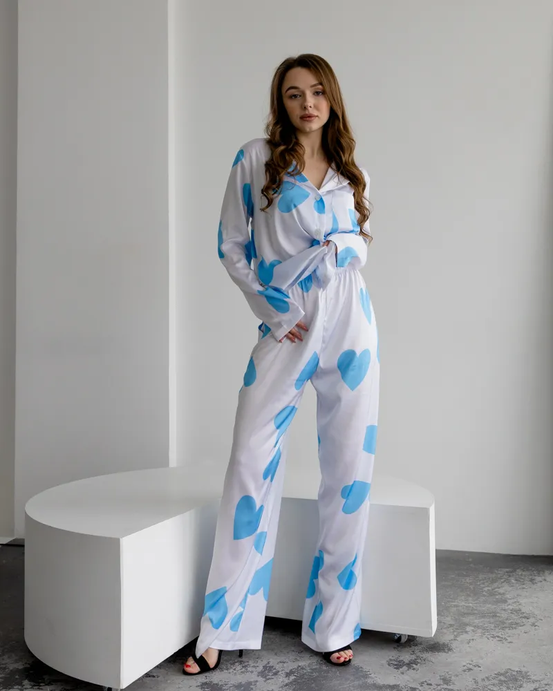 Піжама шовк Армані Falling in love Блакитний