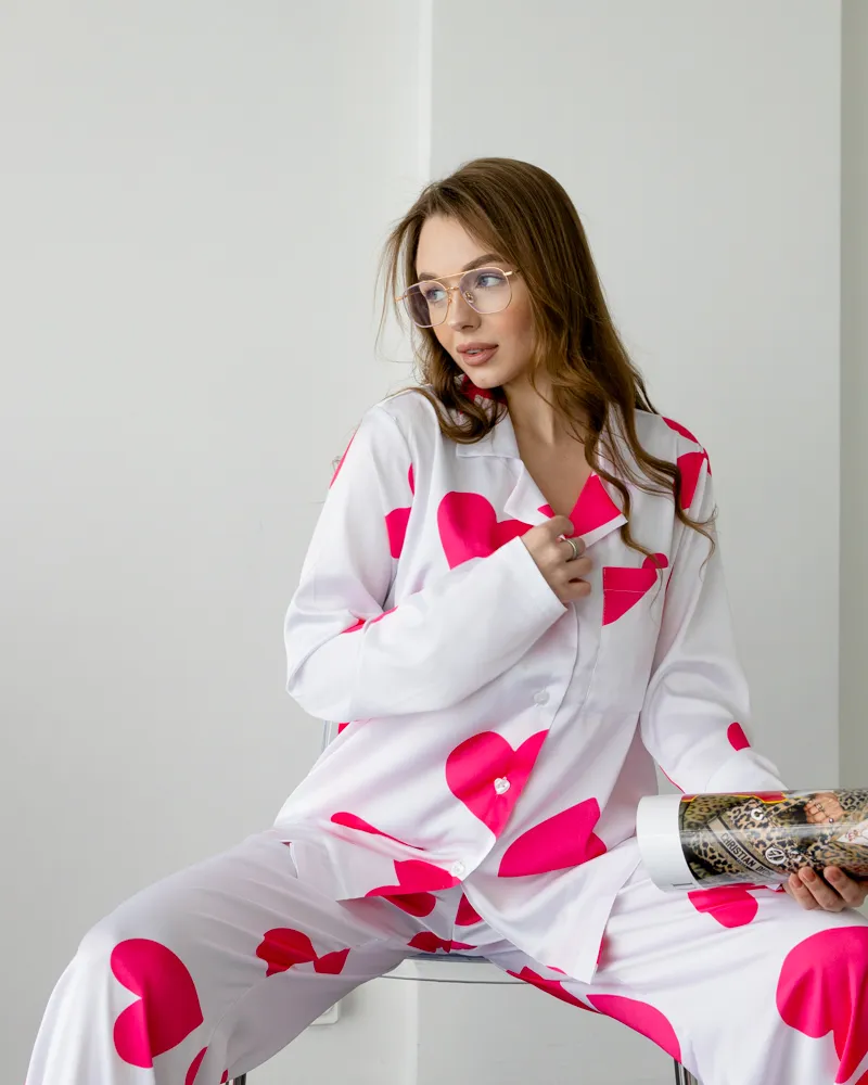 Піжама шовк Армані Falling in love Рожевий