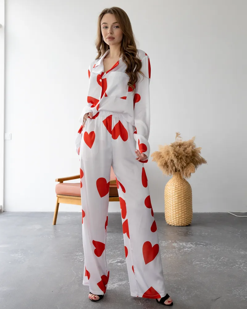 Піжама шовк Армані Falling in love Червоний