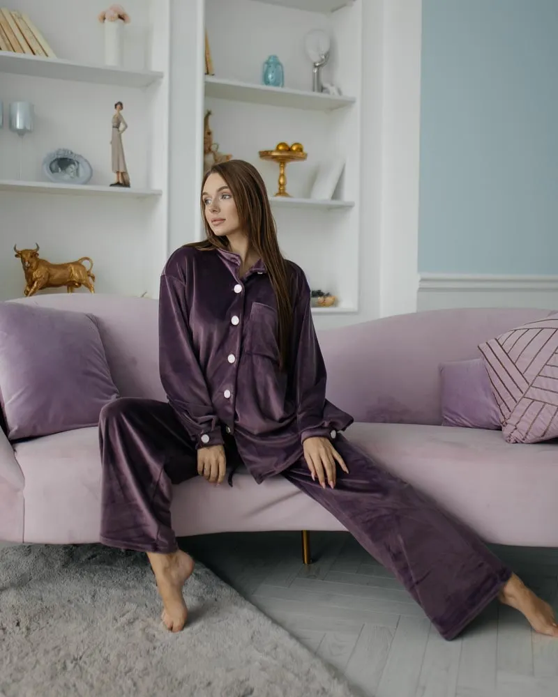 Домашній костюм велюр "Emma" пурпурний