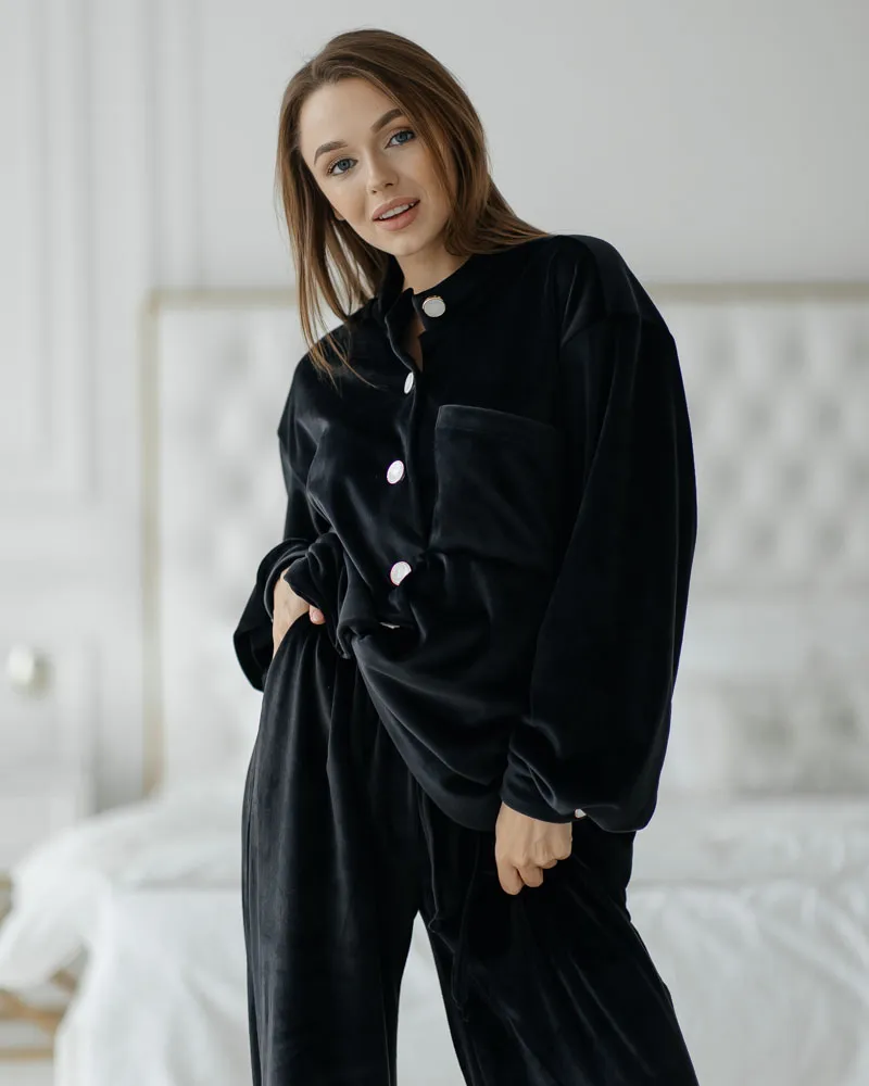 Домашній костюм велюр "Emma" чорний