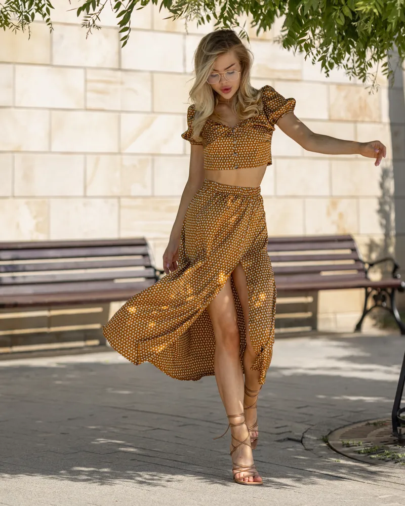 Костюм Спідниця + Топ "Alisha" золотий