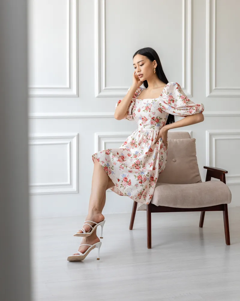 Сукня "Isabella" пудровий червоні квіти