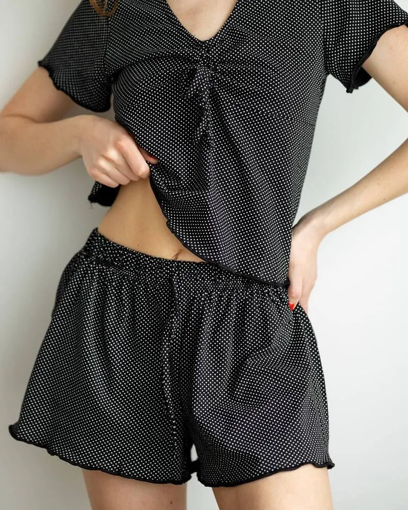 Піжама "Flowers" чорно-білий горох