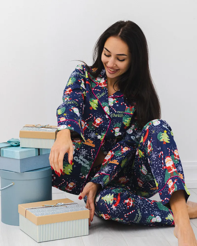 Піжама з бавовни New Year Синій