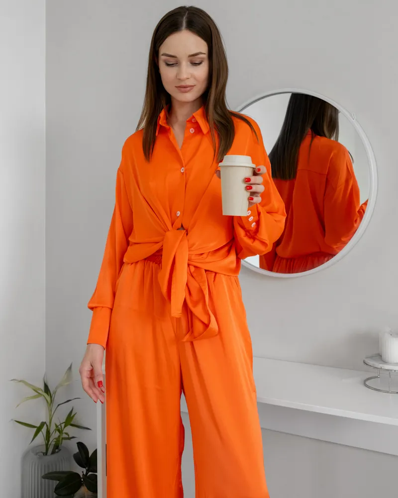 Домашній костюм шовк Армані Tokyo Помаранчевий